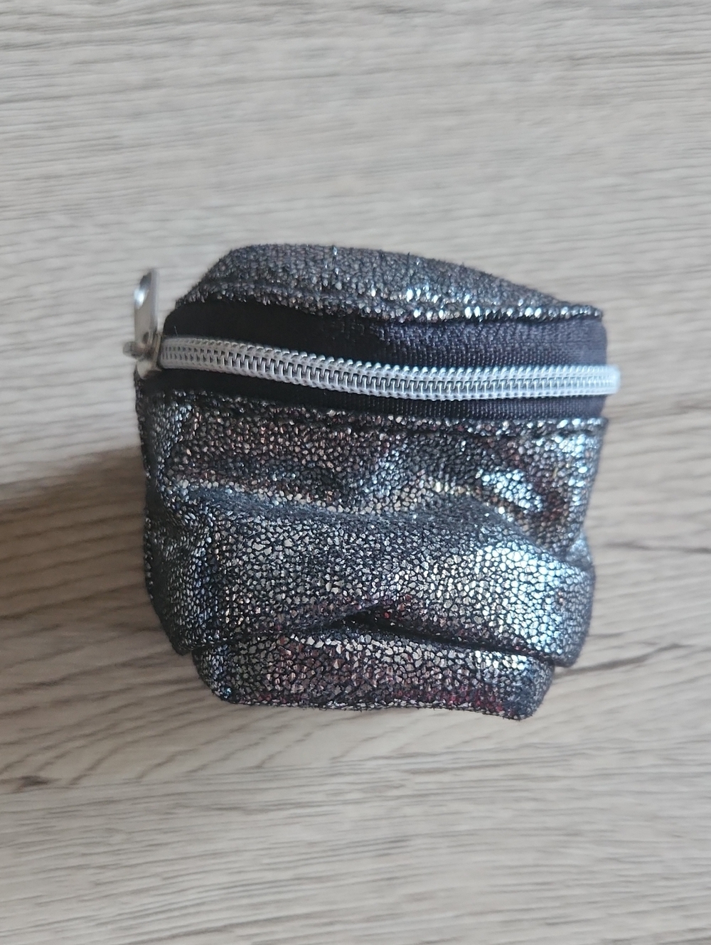 Shimmery Metallic Mini Pouch - Silver/Black